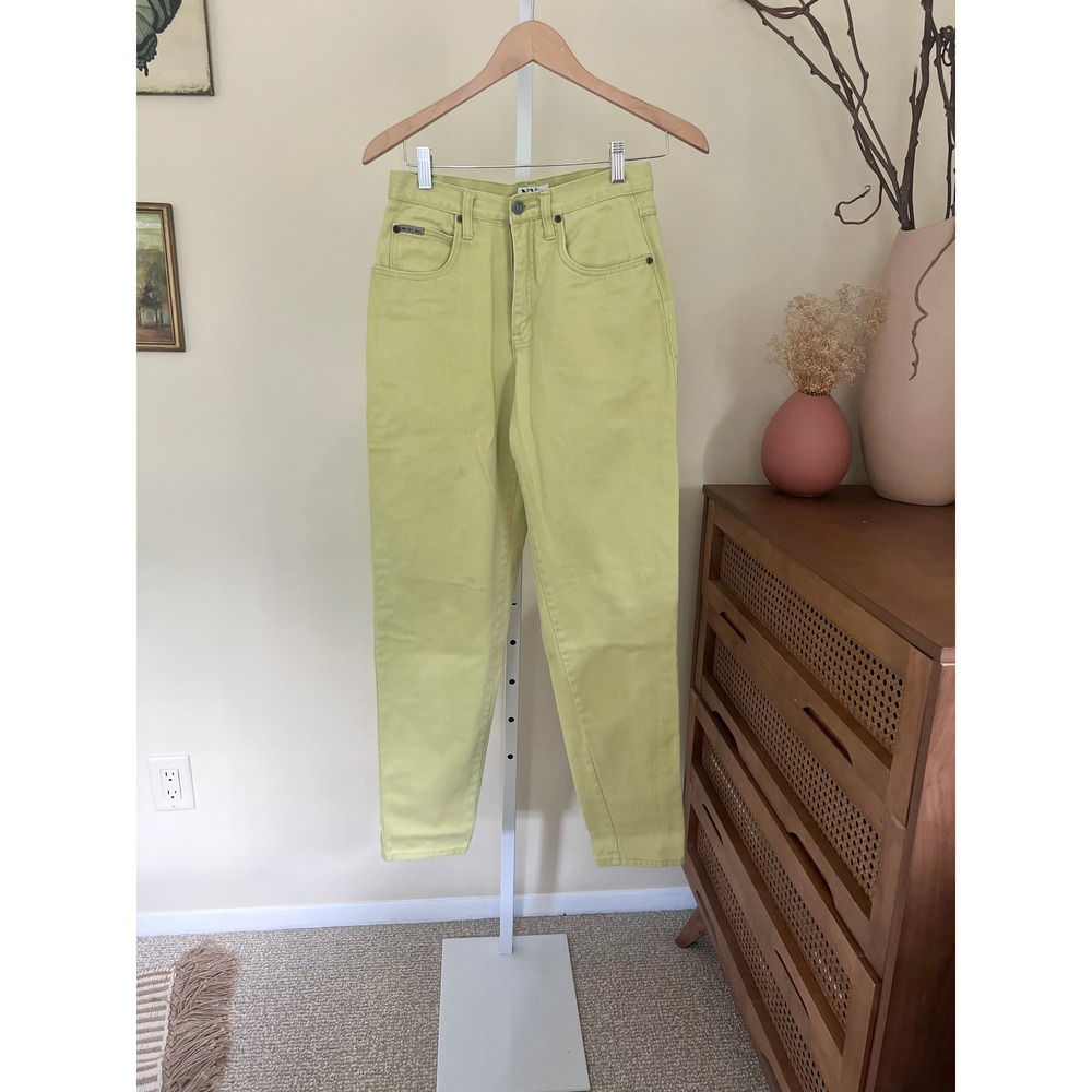 Vintage 90s New York Jeans Lime Green Denim Mom Jeans